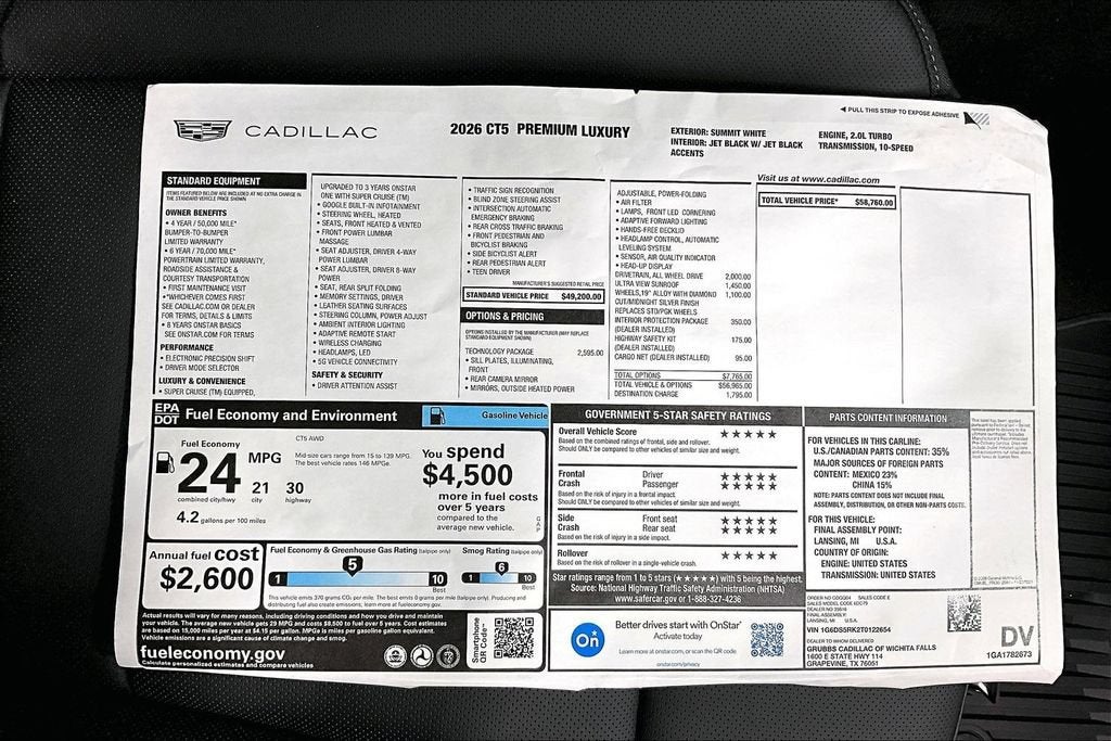 2026 Cadillac CT5 Premium Luxury