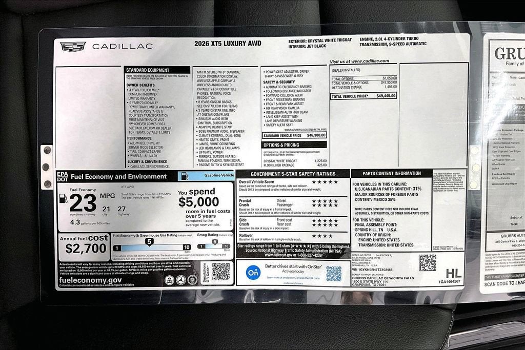 2026 Cadillac XT5 Luxury