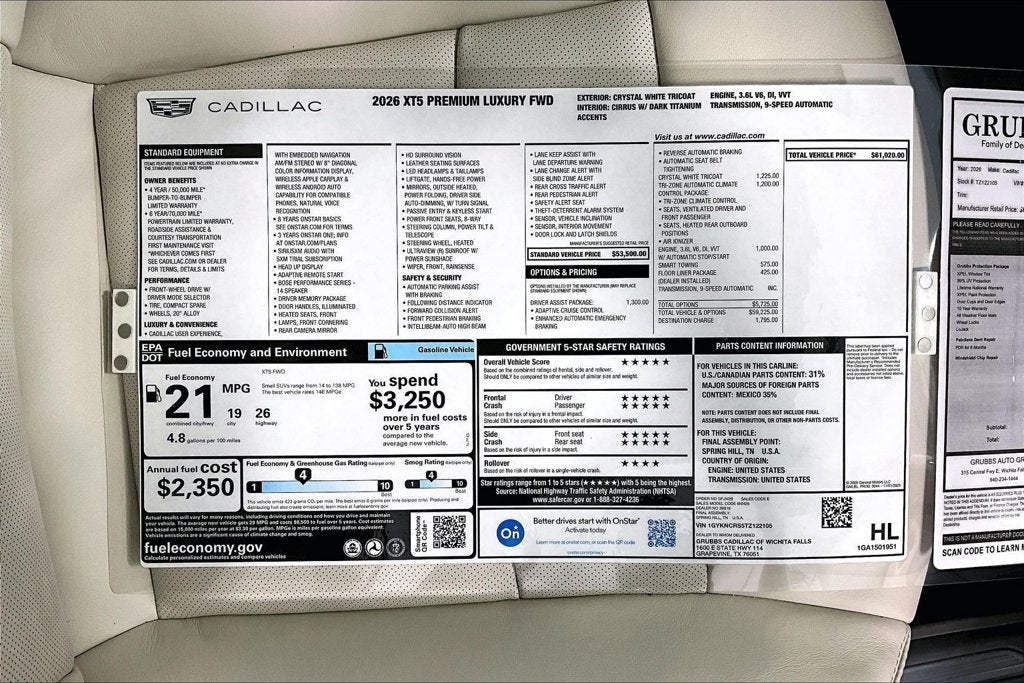 2026 Cadillac XT5 Premium Luxury