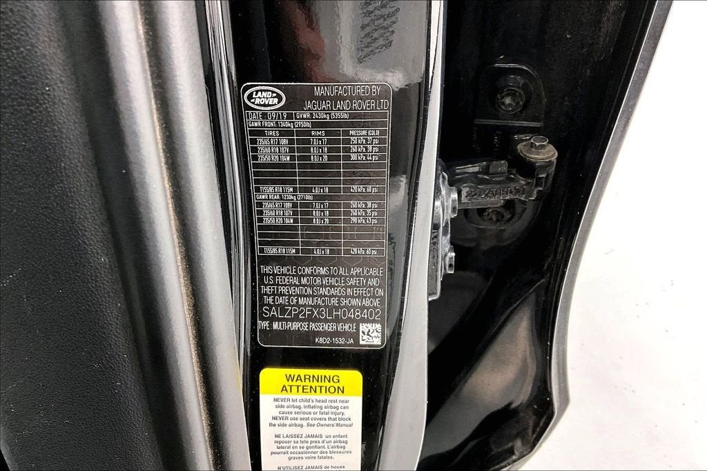 2020 Land Rover Range Rover Evoque SE