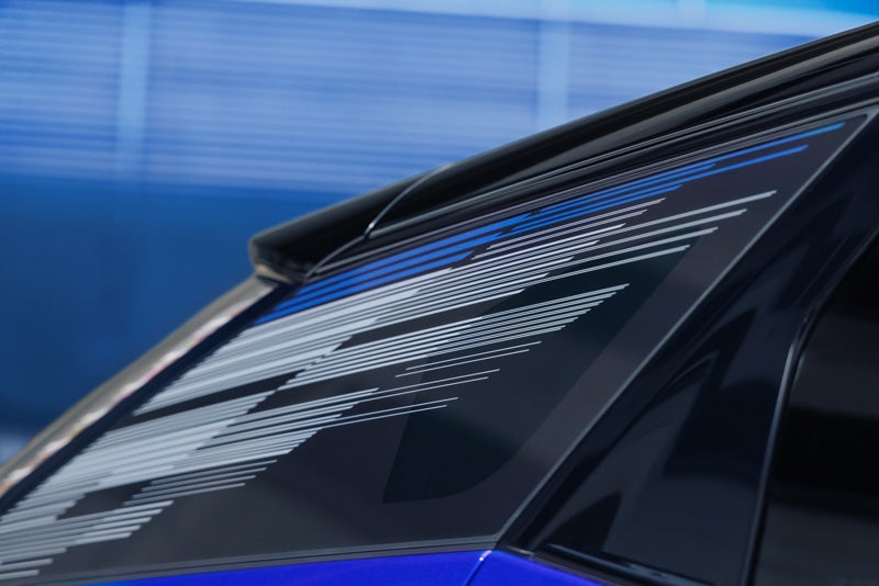 Close-up of the Modern Pattern on the 2026 OPTIQ-V Rear Quarter Glass | Grubbs Cadillac of Wichita Falls in WICHITA FALLS TX
